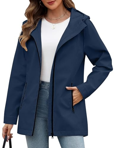 heekpek Women’s Lightweight Jacket Autumn Coats for Women Casual Jackets | Ladies Outdoor Coat, Longline Windbreaker, Softshell Parka with Hood, Zip Pockets, for Spring Summer