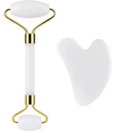 Gua Sha Viso Rullo di Giada per il Viso, Strumenti per il Viso Gua Sha, Gua Sha Lenisce, Calma e Rilassa La Pelle, Elimina Il Gonfiore Degli Occhi