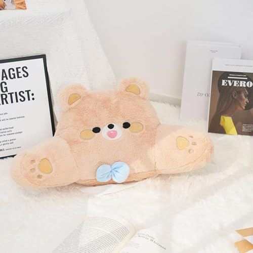 XHYRHTS Almohada de lectura con brazos y cojín para abrazar, linda almohada de apoyo lumbar de piel de conejo sintética para adultos y niños, silla de oficina, asiento de coche, cama, sofá, asiento de