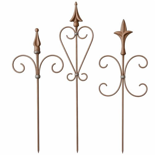 Bornhöft Gartenstecker 3er Set aus Metall, Edelrost, 80 cm, Vintage Landhaus Stil, für Beet, Blumentopf und Terrasse