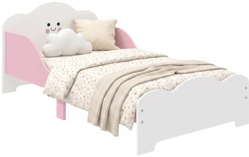 AIYAPLAY Lit Enfant 70 x 140 cm avec Barriere de Securite pour 3-6 Ans Rose