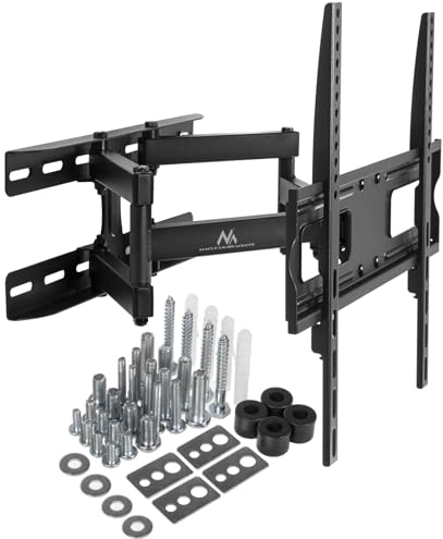 Maclean MC-760 LCD LED Plasma TV Bras de Montage Double Support Mural 26-55 Max. VESA 400x400 30 kg à 180 degrés pivotant Distance de Mur réglable