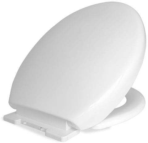 MASS DYNAMIC White Soft Close Toilet Seat, Quick Release for Easy Cleaning, Top Fixing with Adjustable Hinges, Standard Oval Shape