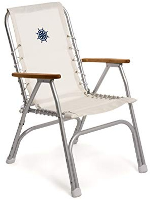 FORMA MARINE High Back Deck Chair, Boat Chair, Folding, Anodized, Aluminium, White Vinyl MESH, Model M150VW