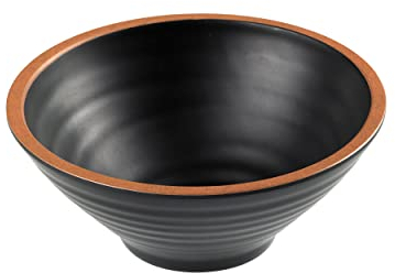 LEONE | Ciotola Stile Giapponese Molto Capiente in Melamina per Ramen Poke e Utilizzabile come Insalatiera Lavabile in Lavastoviglie e Adatta per Ogni Alimento Diametro 23cm Capienza 1,8L Nera