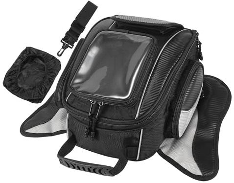 Motoforti Universal Motorcycle Magnetic Tank Tool Bag Fuel Saddlebag with Strap Waterproof Black