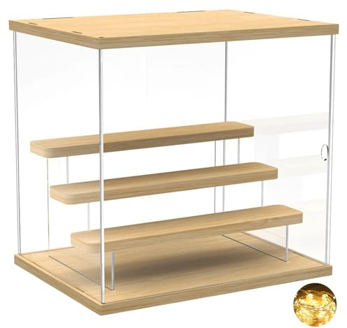 Joody 4 Etagere Vitrine pour Collection, Figurine, Amiibo, Object Manga, Vitrine Acrylique Rangement Boite Plexiglas avec Porte et Support, Anti-poussiere Boite Transparente, 32x26x30,4cm