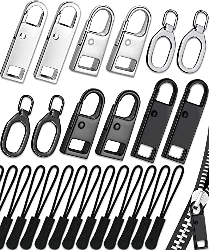 Reißverschluss Zipper, Zipper für Reissverschluss(32 PCS), Reißverschluss Reparatur set, Metall Reisverschluss Zipper Auswechseln für Jacken/Koffer/Kleidung/Zelt/Gepäck/Rucksäcke(4 Stile 4 Größen)