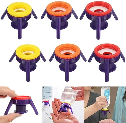 liuxingran 6Pcs Toss It Bottle Cap Stand Kit Plastic Bottle Holder Seasoning Shampoo Gel Bracket Leakproof Cover Flip-It Inverted Caps Sets