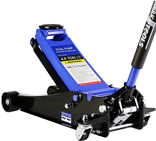 Floor Jack, 4 Ton Low Profile Floor Jack, Heavy-Duty Steel Racing Hydraulic Floor Car Jack with Dual Piston Quick Lift Pump, Lifting Range 4-21,quickjack Truck Jack