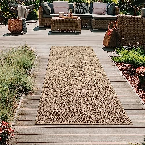 Teppich-Traum In- & Outdoor Teppich lang 80x250 cm Sisal-Optik natürlich beige braun Garten Terrasse Balkon