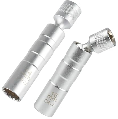 YONGQING Zündkerzenschlüssel Satz, 2 Stück Universal Flexibel Zündkerzenschlüssel, magnetischer Zündkerzenschlüssel-Entferner-Installer-Werkzeug für Autos, 14mm & 16mm