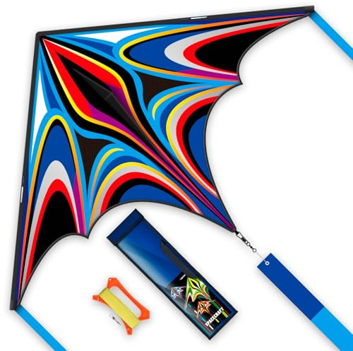 SGftre Cometa fácil de manejar, varillas de fibra de vidrio ligeras, aptas para todas las edades, diseño popular Delta, listo para volar, alta resistencia, actividad al aire libre, cometa grande de