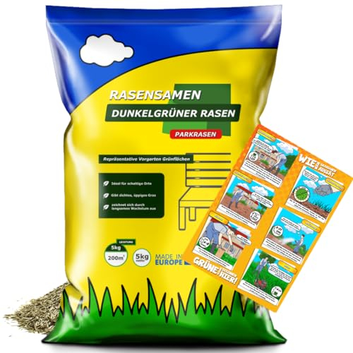 ARPON Rasensamen 20kg exklusiv dunkelgrün – Schnellkeimend Saatgut für 800m² – Grassamen für Schattenrasen - Rasensaat für unkrautfreien Garten – Grassaat für Neuansaat – Rasen für Frühling