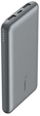 Belkin Caricabatterie portatile USB-C 20K, power bank 20000mAh con ingresso/uscita Type-C, 2 porte USB-A e cavo da USB-C a USB-A incluso per iPhone, Galaxy, iPad, Pixel, AirPods - Grigio siderale