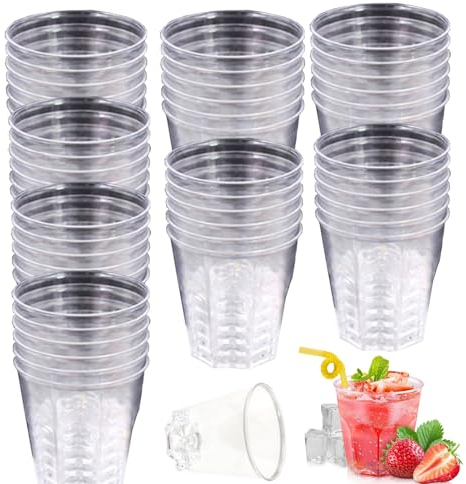 JCAKES 50 Stück Cocktailgläser Plastik, 200ml Plastikbecher, Partybecher, Mehrwegbecher, Cocktail Becher,Hartplastik Trinkbecher,Transparent Trinkbecher,Plastic Cups,für Party, Hochzeit, Bankett