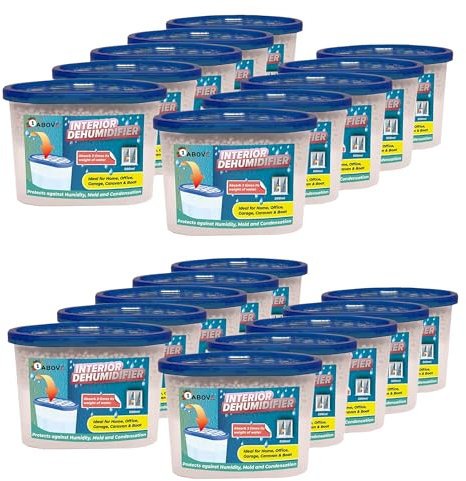 1ABOVE Dehumidifier 500ml Pack of 20 | Condensation Remover Moisture Absorber, Dehumidifiers for Damp, Mould, Moisture in Home, Kitchen, Wardrobe, Bedroom, Caravan, Office, Garage, Basement