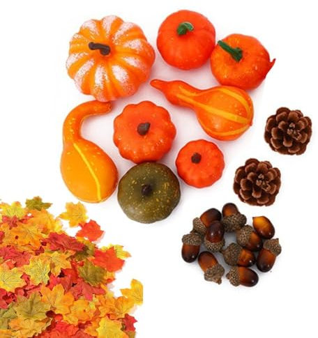 Armastuse Lot de 70 petits glands de citrouilles artificielles pour décoration de fête domestique en automne et Halloween