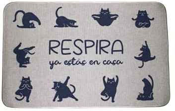 hola-world. Felpudo/Alfombrilla Original para Puerta de Entrada e Interior (Cocina, Dormitorio, salón etc.) Base Antideslizante de Caucho. Lavable a máquina. Modelo: Respira. Medidas: 45x70 cm.