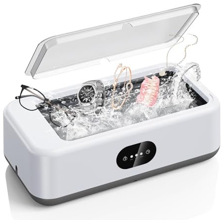 DIDATOOL Ultrasonic Cleaner, 49KHz Ultrasonic Cleaner Machine for Jewelry, Eyeglasses, Rings, Watch Strap, Dentures- Dual Cleaning Modes, 304 Stainless Steel Tank