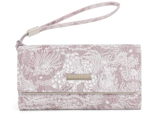 Miss Lulu Large Women's Wallet, Synthetic Leather Coin Purse with White Print Women's Purse