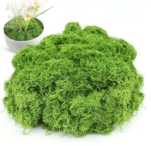 Hlmsyurx Musgo falso de 7.8 onzas para plantas en maceta, decoración de musgo verde artificial para centros de mesa, jardinería, decoración floral de boda, musgo preservado para manualidades (200 g)