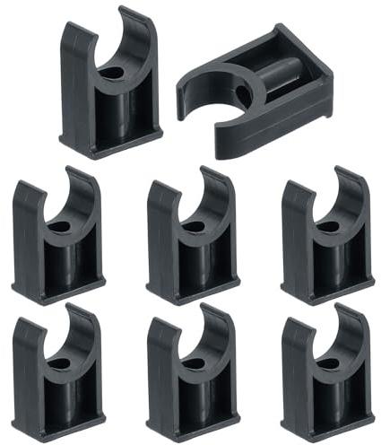 QUARKZMAN 8 st PVC-vattenslangsklämmor, U-formade spännen, 20 mm yttre diameter bevattningsrörhållare för TV-brickor rör rör rör, svart
