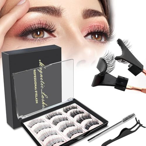 TOEECY Kit Faux Cils Magnétiques Réutilisables Pince Applicateur Brosse Cils Naturels Volume