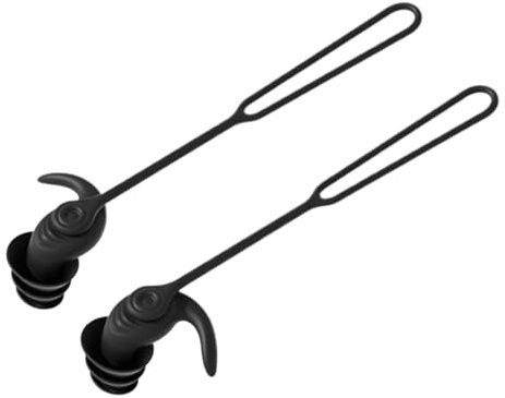 Ear Plugs Swimming with Anti-Drop Cord, Swimming Ear Plugs Adults, with Lanyard for Glasses, Silicone, Noise Reduction, Waterproof, Reusable, Hearing Protection, Sleep Earplug, 2.7x2.1cm, Black