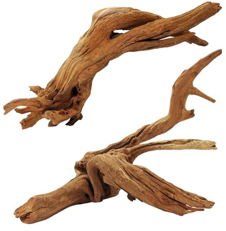 GDMYST 2 Pcs Natural Large Driftwood for Aquarium, Aquarium Driftwood Freshwater 12-16 Inch, Assorted Size Mopani Wood, Twisted Branches for Fishtank Accessories, Reptile Terrariums Decorations