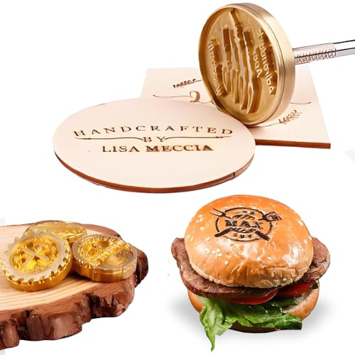 Personalisiertes Brandeisen für Burger, individuelles Logo für Holz, Leder, Grill, Kokosnuss, Steak (2.54cm)