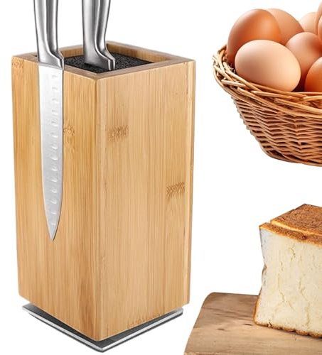 Kustimantu Portacuchillos Magnético - Soporte de Madera Giratorio 360° Doble Cara Organizador Cuchillos Imanted | Para Cocina Casa Café Apartamento Bar Tienda de comestibles Club Restaurante,Hogar
