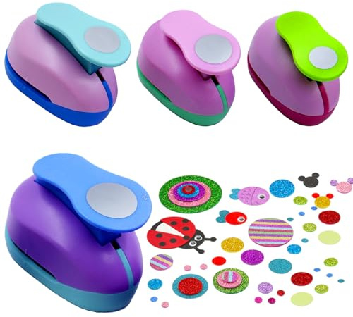 BAIFULAI 4 punzonatrici per carta, rotonde, in carta, diverse misure, 9 mm, 16 mm, 25 mm, 38 mm, punzonatrici circolari per la creazione di biglietti, scrapbooking e fai da te – versatile punzonatrice