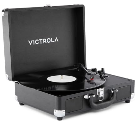 Victrola Journey II (Modello 2025) – Giradischi Bluetooth a Valigia 3 Velocità con Altoparlanti Stereo Integrati e Bassi Potenziati, Bluetooth Bidirezionale, Uscite RCA e Cuffie (Nero)