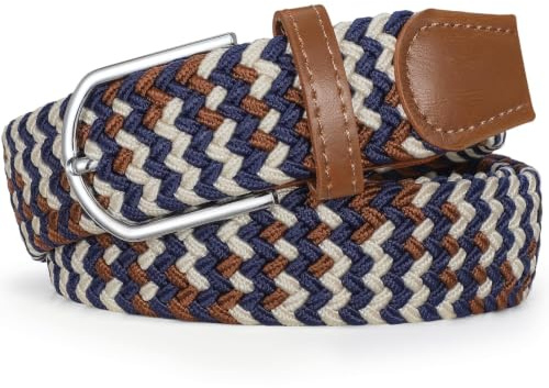 VONMELLI Mens Belt Braided Stretch Belts for Men Elastic Woven Golf Belt for Casual Pants Jeans Shorts
