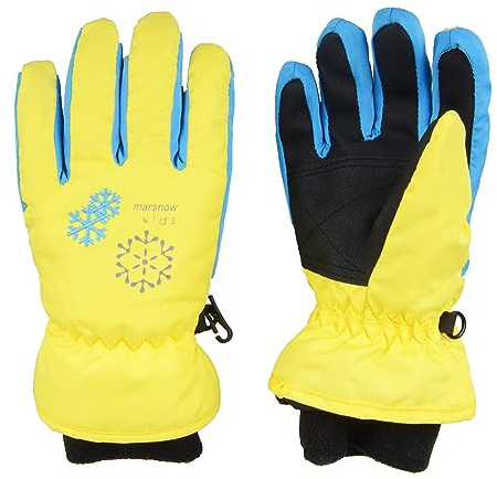 TRIWONDER Kinderhandschuhe, Winddicht und wasserdicht, Fleecefutter, Warme Winterhandschuhe für Skifahren, Snowboard, Outdoor-Sport, Jungen und Mädchen (gelb, M (9-12 Jahre))