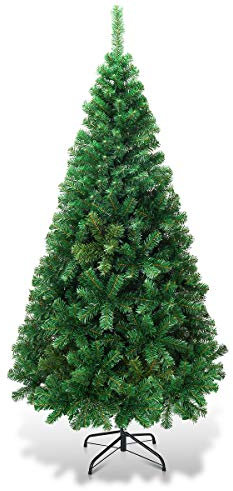 COSTWAY 150 cm Árbol de Navidad Artificial, Arbol de Navidad Verde con Base Metálica, Árbol Artificial de PVC con 350 Ramas, Decoración Navideña para Interiores Fácil de Montar