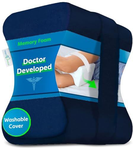 Almohada para Las Rodillas desarrollada por Doctores - Cuña ortopédica viscoelástica para Dormir de Lado, ciática, Dolor de Espalda Baja - Almohada para piernas para Dormir de Lado - Manual Incluido