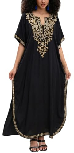 L-Peach Abito Lungo da Spiaggia con Stampa Etnica Estiva da Donna Kimono Maxi Copricostume