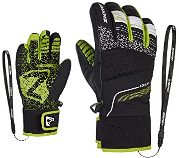 Ziener Kinder LONZALO Ski-Handschuhe/Wintersport | wasserdicht, Primaloft, Black.Lime, 4