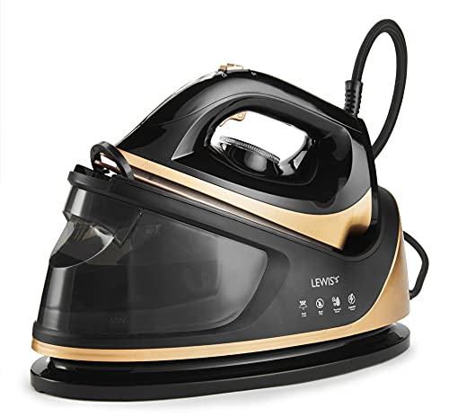 Lewis’s 2400W Power Steam Generator Iron - Black & Gold/Anti-drip Functionality, Variable Steam Dial, Lightweight, Handheld Iron