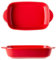 Auflaufform Porzellan Lassgneformen Gratinform, Keramik Lasagnepfanne Auflaufform Klein Ofenform Mit Griff, Rechteckig Backform Auflaufform Für Lasagne, Tiramisu, Kuchenessen, Küche, Bankett (Rot)