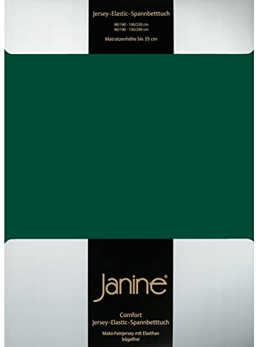 Janine Spannbettlaken Elastic - extra weiches und elastisches Spannbetttuch - für Matratzen 90x190cm bis 120x200cm waldgrün