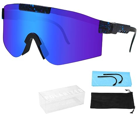 XZMCAT Polarisiert Fahrradbrille,Outdoor Sport Schutzbrille,Fahrradbrille Damen Herren,mit Brillenetui,Brillenbeutel,Brillentuch Und Brillenbeine,UV 400 Schutz,für Radfahren,Angeln und Laufen