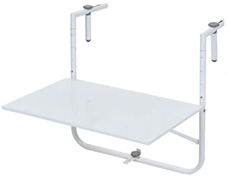 Balkonhängetisch Weißer Balkongeländertisch, Kleiner klappbarer Metallhängetisch for Gartenterrassendeck, multifunktionaler Couchtisch und Schreibtisch