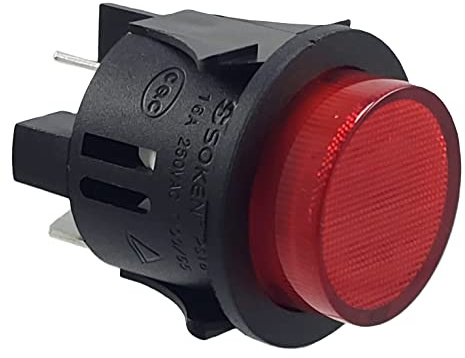 Interruttore di spinta PS18-16 da incasso ø 25 mm 250 V 16 A rosso illuminato on-off connettore piatto 6,3 mm