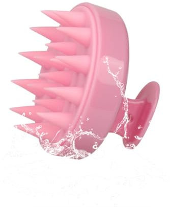 Scalp Massager, 100% Silicone Shampoo Brush Hair Brush Head Massager Hair Growth Scrubber for Straight Curly Long Short Thick Thin Wet Dry Hair for Men Women Kids Pets （Pink）