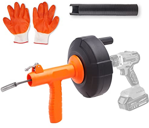 VEVOR Espiral de Limpieza de Tuberías 0,63x76,2 cm Cable de Acero de Resorte Limpiador de Drenaje de Alimentación Automática de Limpieza de Tuberías Limpiador de tuberías para Inodoros, Cocina, Baño