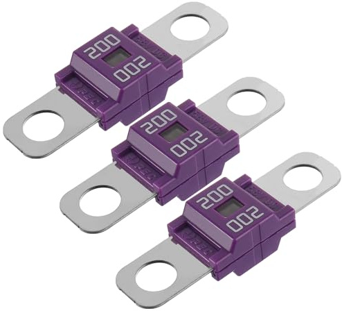 SIGANDG AMI/Midi Fuse 200A High Current Bolt-on Fuse 200 Amp for Cars, Buses, Trucks, Caravans, Construction Vehicles (Pack of 3)