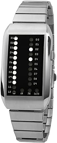 Just Herren Armband Uhr Schwarz Silber Binär Edelstahl Quarz Armbanduhr Trend Männer Matrix 948S0012AWH